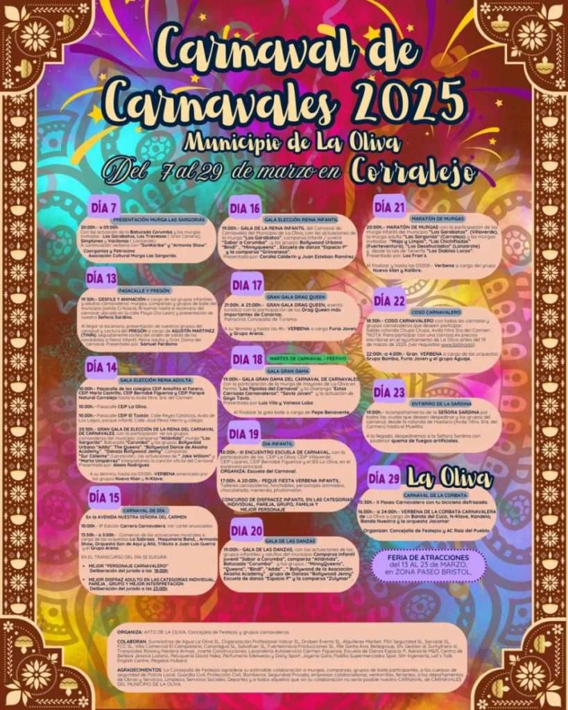 El Programa Del Carnaval De Corralejo 2025 11 Programa Carnaval La Oliva 2025